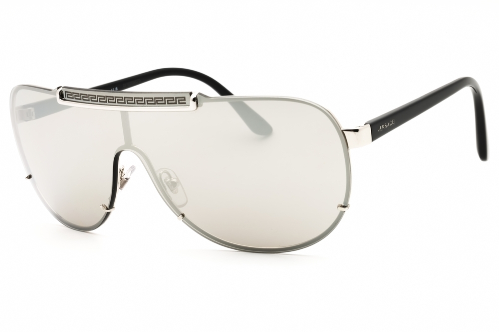 NWT Versace VE2140-10006G Silver Shield 40mm Sunglasses - Picture 1 of 2